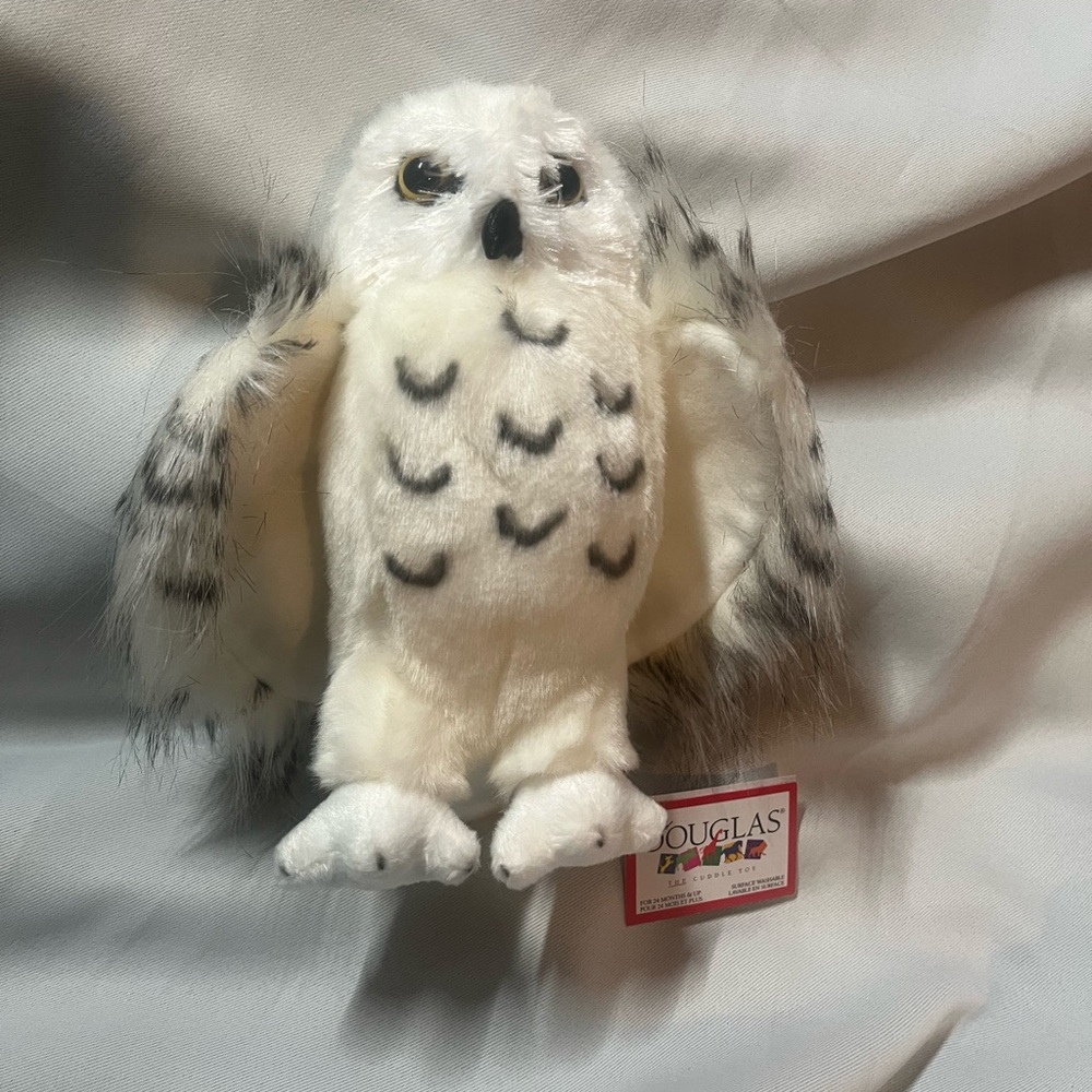 NWT Douglas Wizard Snowy Owl Plush Stuffed Animal White and Black